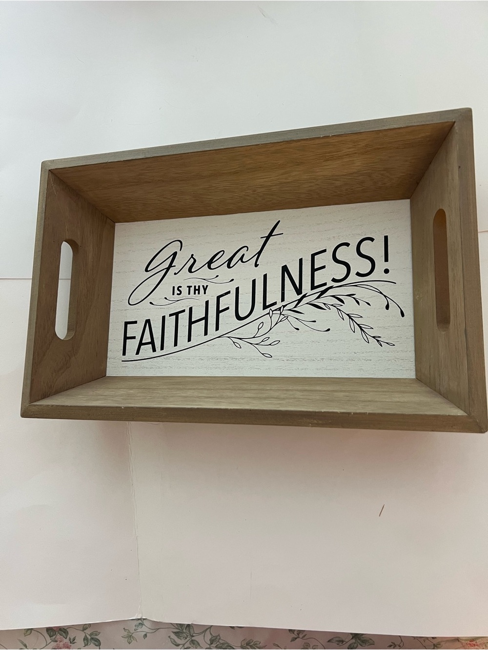 DaySpring Wooden Faithfulness Serving Tray - White Insert, Natural Wood New